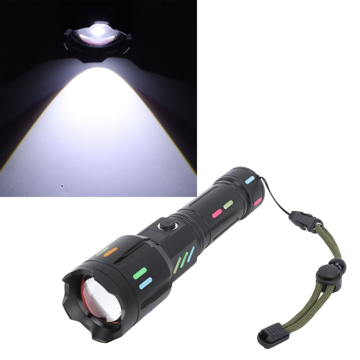 LED Flashlights High Powered Zoomable Handheld Torch Outdoor White Laser Long Range Flashlight with Battery Level Display