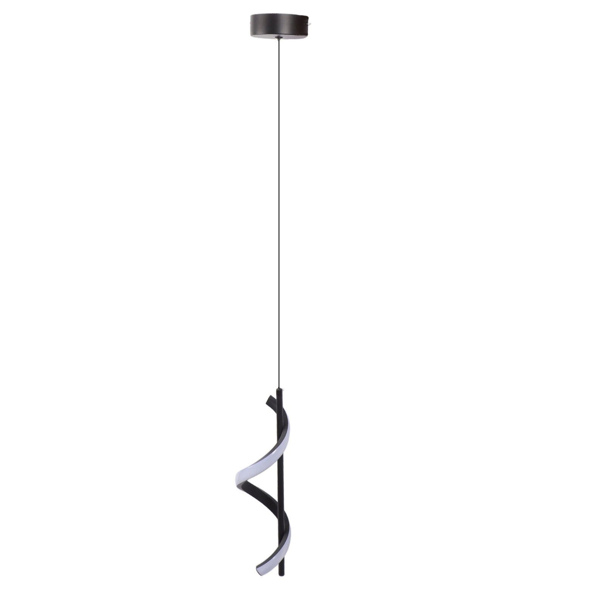 Spiral LED Pendant Light Black Glareless Bright Eyes Protection LED Hanging Lamp for Living Room Cafe Family 85‑265V Warm Light