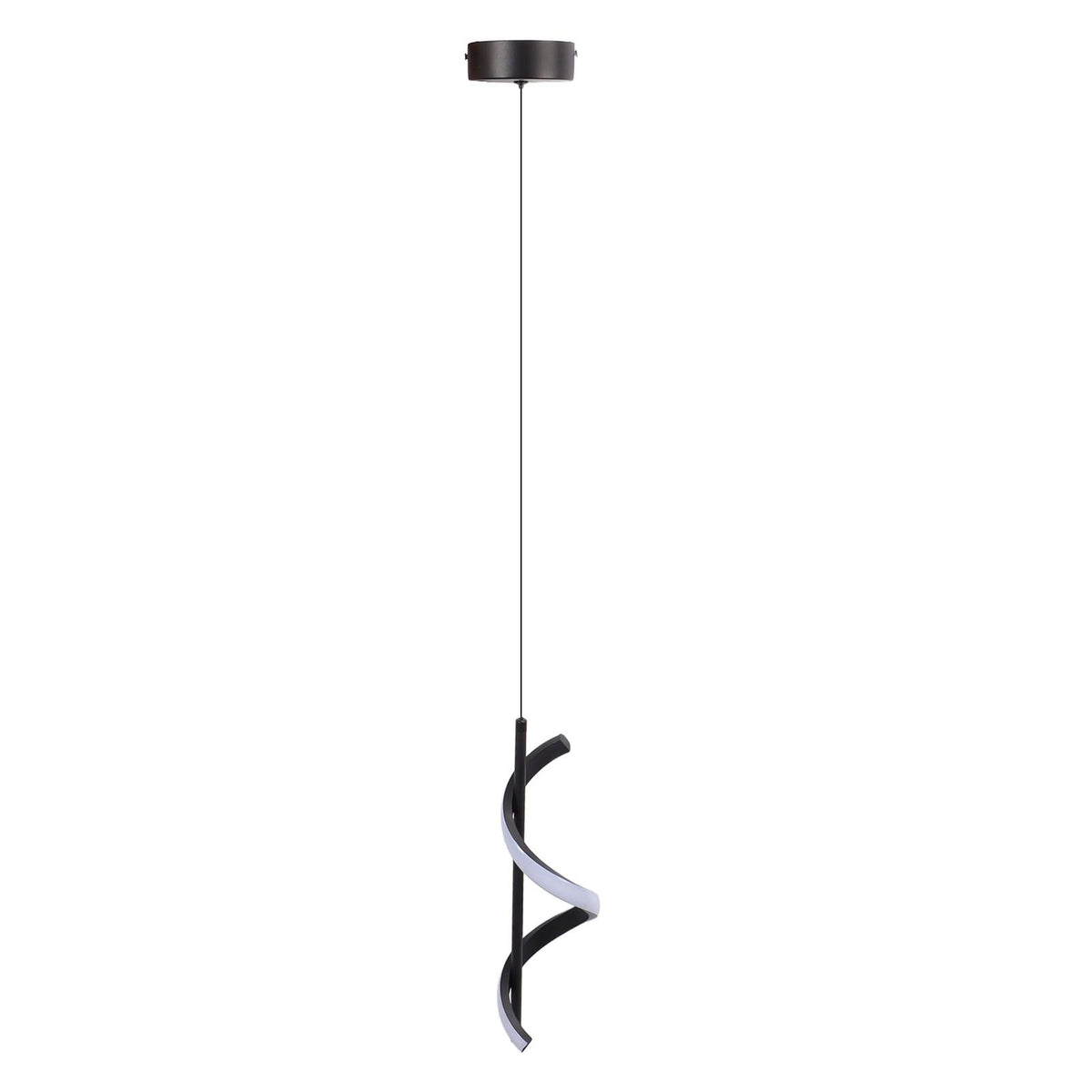 Spiral LED Pendant Light Black Glareless Bright Eyes Protection LED Hanging Lamp for Living Room Cafe Family 85‑265V Warm Light
