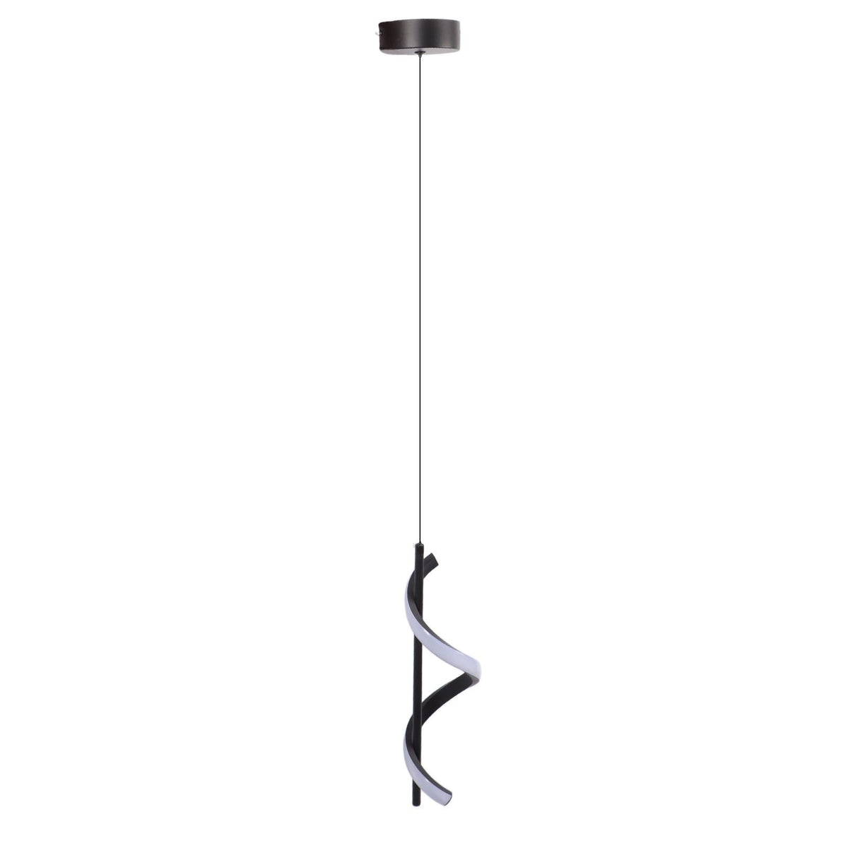 Spiral LED Pendant Light Black Glareless Bright Eyes Protection LED Hanging Lamp for Living Room Cafe Family 85‑265V White Light