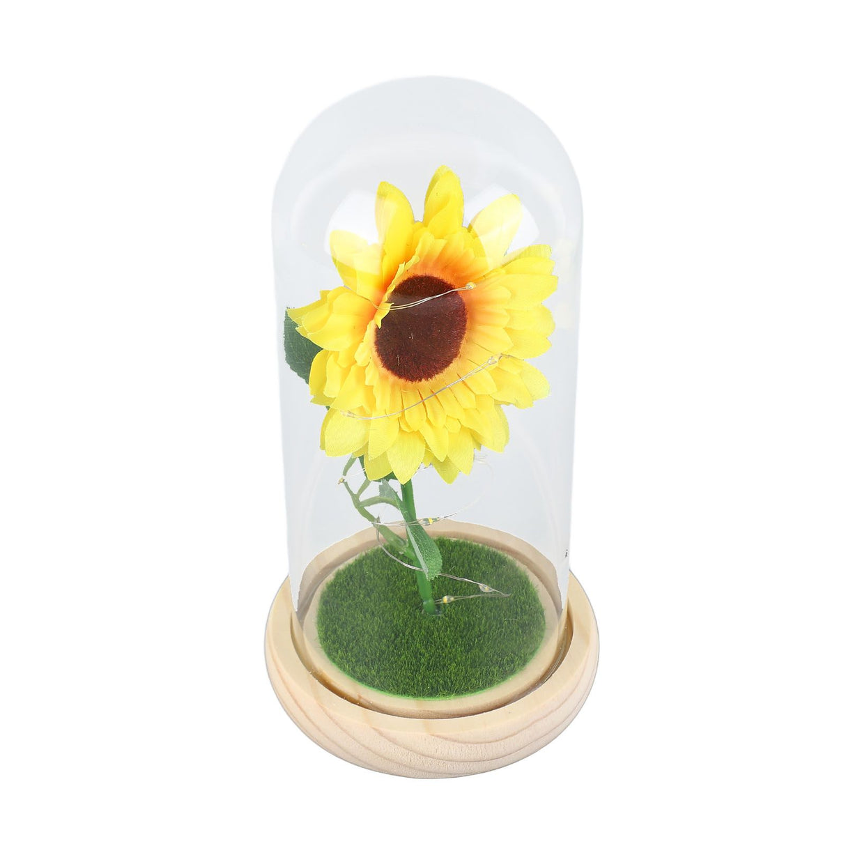 Simulation Sunflower Glass Cover Decoration Luminous LED Artificial Eternal Sunflower Glass Dome for Women