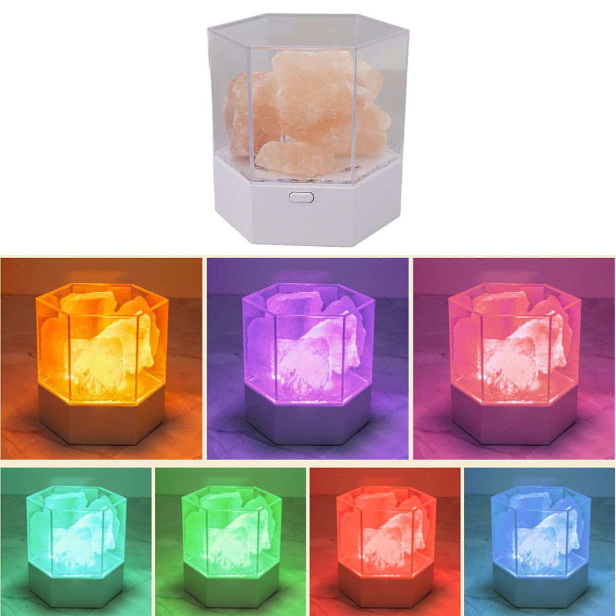 Himalayan Salt Lamp LED RGB Dimmable USB Decorative Essential Oil Aromatherapy Natural Crystal Salt Night Light for Bedroom Living Room