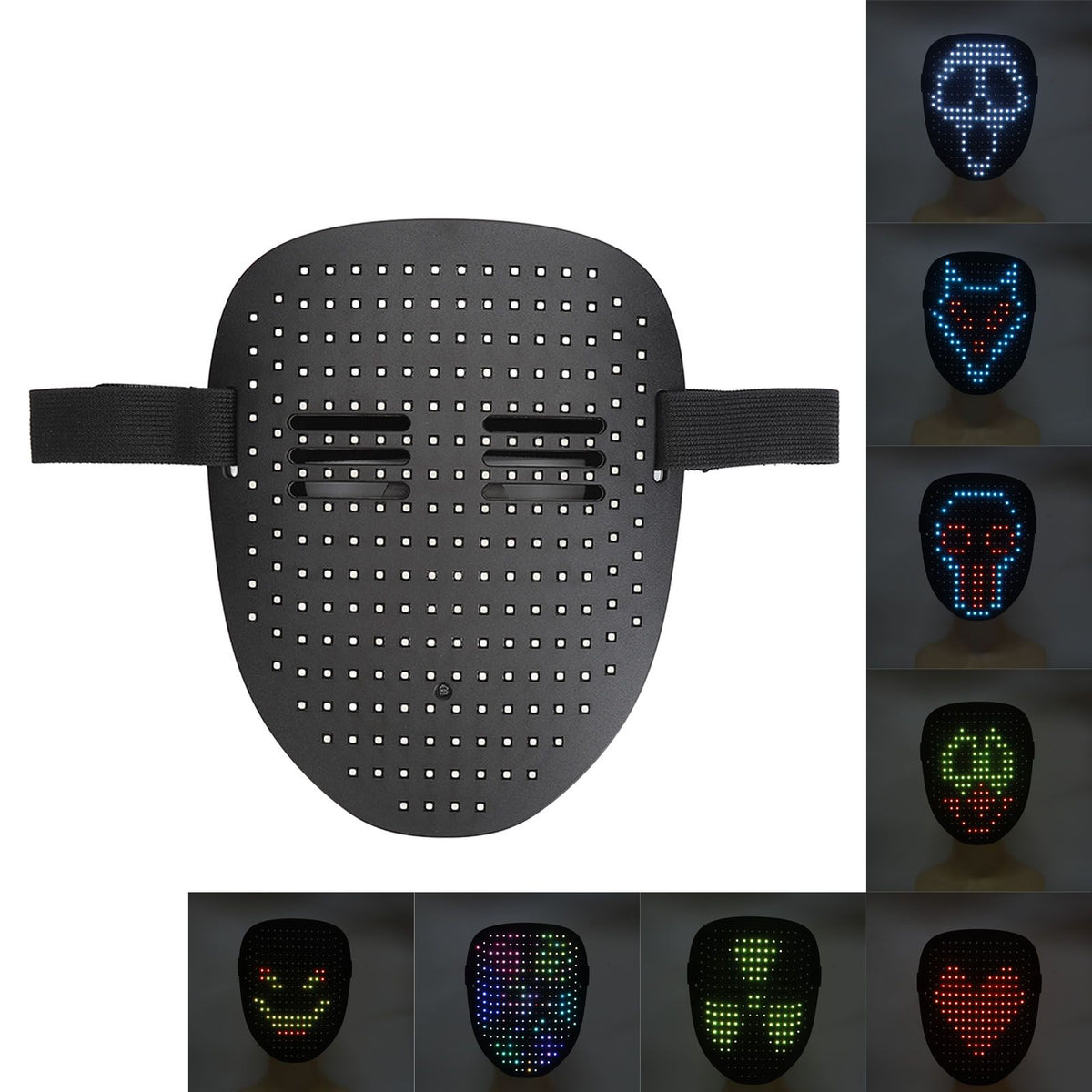LED Party Face Cover Gesture Sensing Adjustable Light Up Transforming Face Cover for Cosplay Carnival Festival