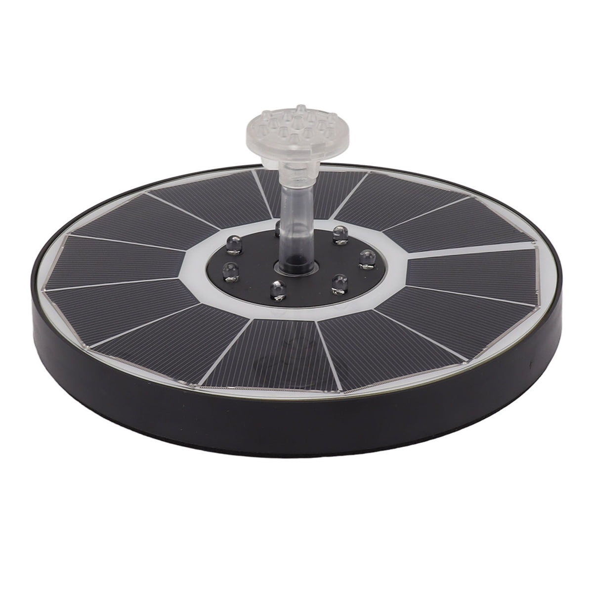 Solar Fountain Light with 8 Nozzles 3.5W 900mAh Colorful Powerful Solar Bird Bath Fountains for Bird Bath Garden TransparentNozzle