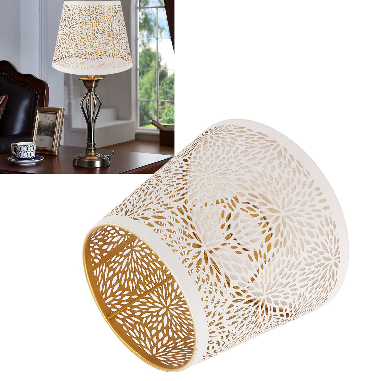 Lamp Shade E27 E26 White Carved Flower Pattern Iron Modern Design Easy Installation Bulb Shade for Home Living Room