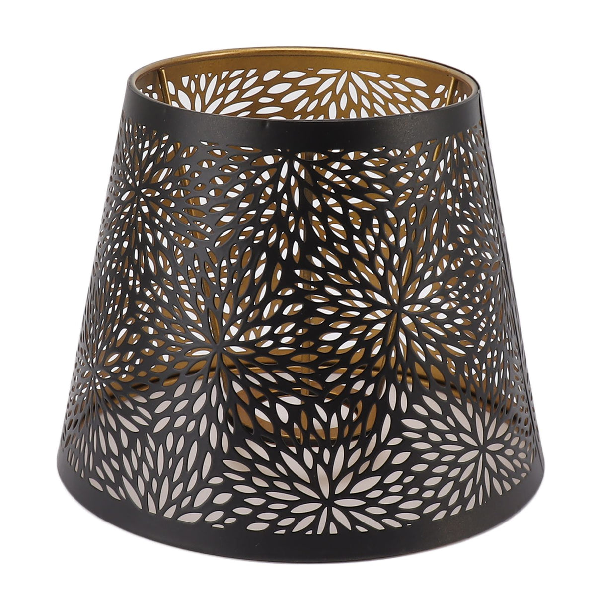 Metal Lamp Shade E26 E27 Forest Tree Style Hollow Out Iron Decorative Lampshade Cover with Inner Gold Pattern for Table Wall Ceiling Lamp Black
