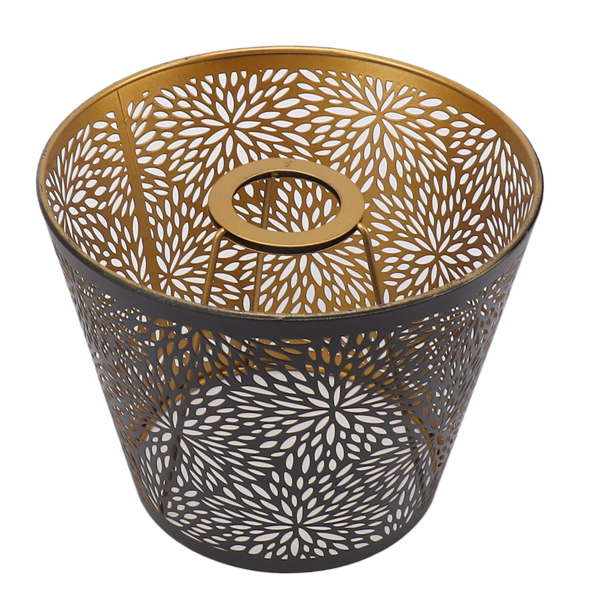 Metal Lamp Shade E26 E27 Forest Tree Style Hollow Out Iron Decorative Lampshade Cover with Inner Gold Pattern for Table Wall Ceiling Lamp Black