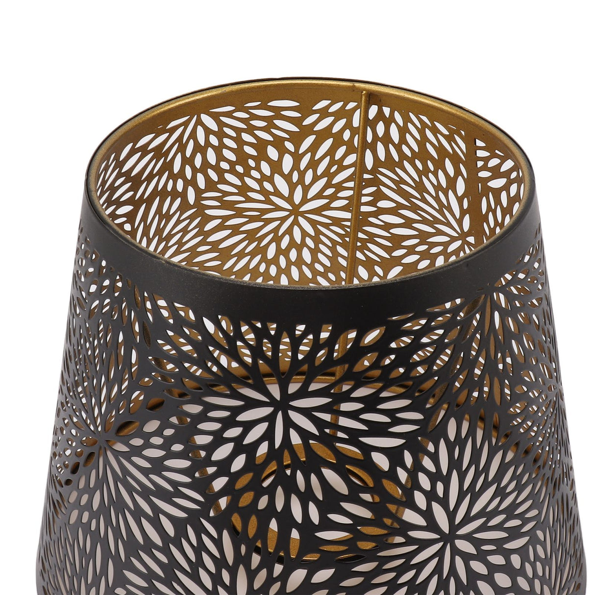 Metal Lamp Shade E26 E27 Forest Tree Style Hollow Out Iron Decorative Lampshade Cover with Inner Gold Pattern for Table Wall Ceiling Lamp Black