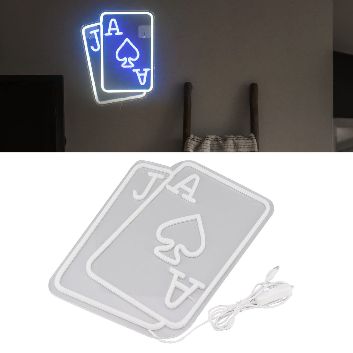 Poker LED Neon Signs Playing Cards Neon Signs for Wall Decor Bedroom Casino Bar Hotel Play Room Birthday Party Decor J Poker