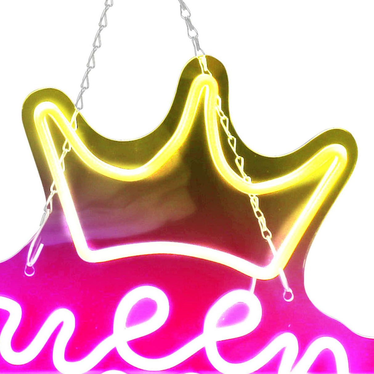 LED Neon Sign Bright USB Powered Decorative Crown Queen Wall Neon Light for Kids Room Bedroom Party