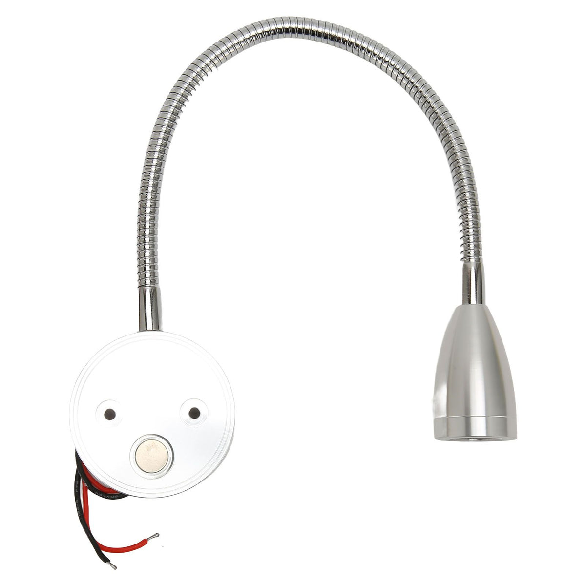 LED Wall Mounted Reading Light Touch Control 3 Color Temperature Dimmable Bedside Reading Lamp with Gooseneck Hose for RV Boat Motorhome DC 12 to 24V Silver