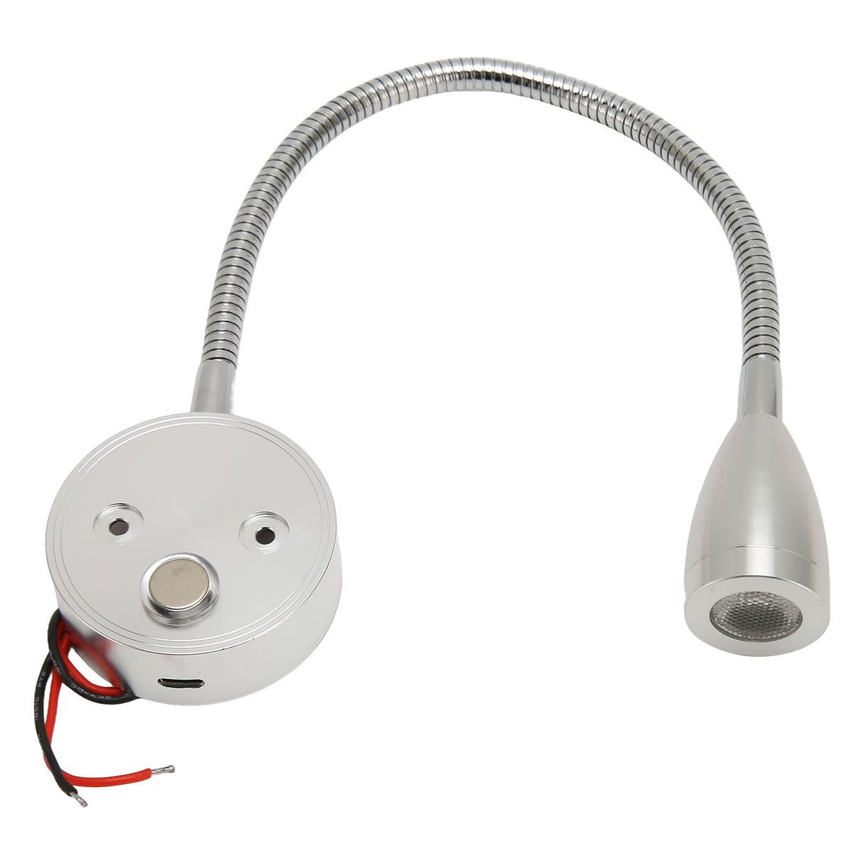 LED Wall Mounted Reading Light Touch Control 3 Color Temperature Dimmable Bedside Reading Lamp with Gooseneck Hose for RV Boat Motorhome DC 12 to 24V Silver