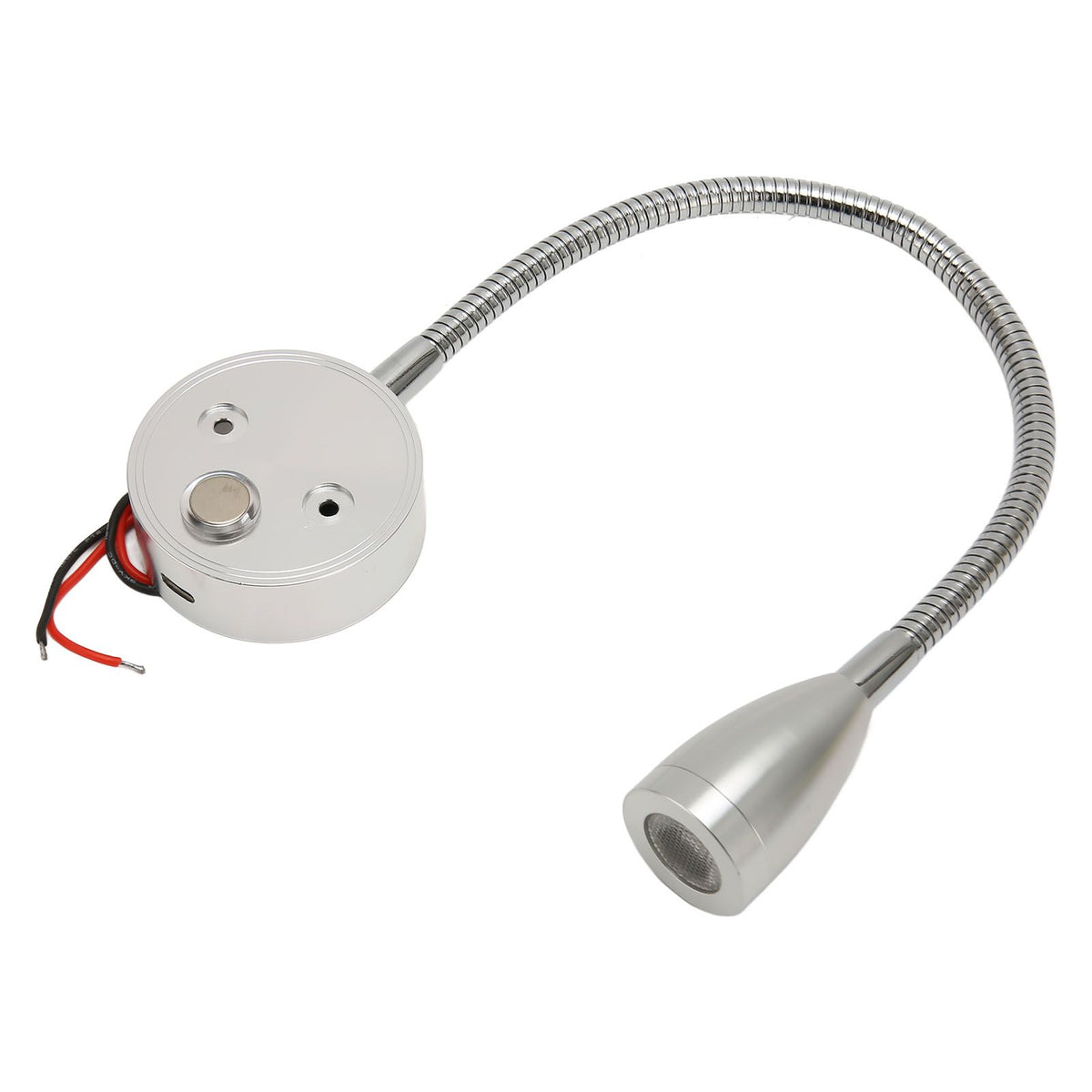 LED Wall Mounted Reading Light Touch Control 3 Color Temperature Dimmable Bedside Reading Lamp with Gooseneck Hose for RV Boat Motorhome DC 12 to 24V Silver