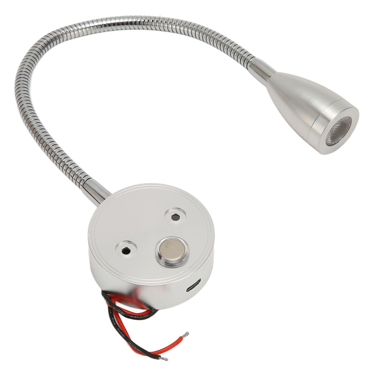 LED Wall Mounted Reading Light Touch Control 3 Color Temperature Dimmable Bedside Reading Lamp with Gooseneck Hose for RV Boat Motorhome DC 12 to 24V Silver