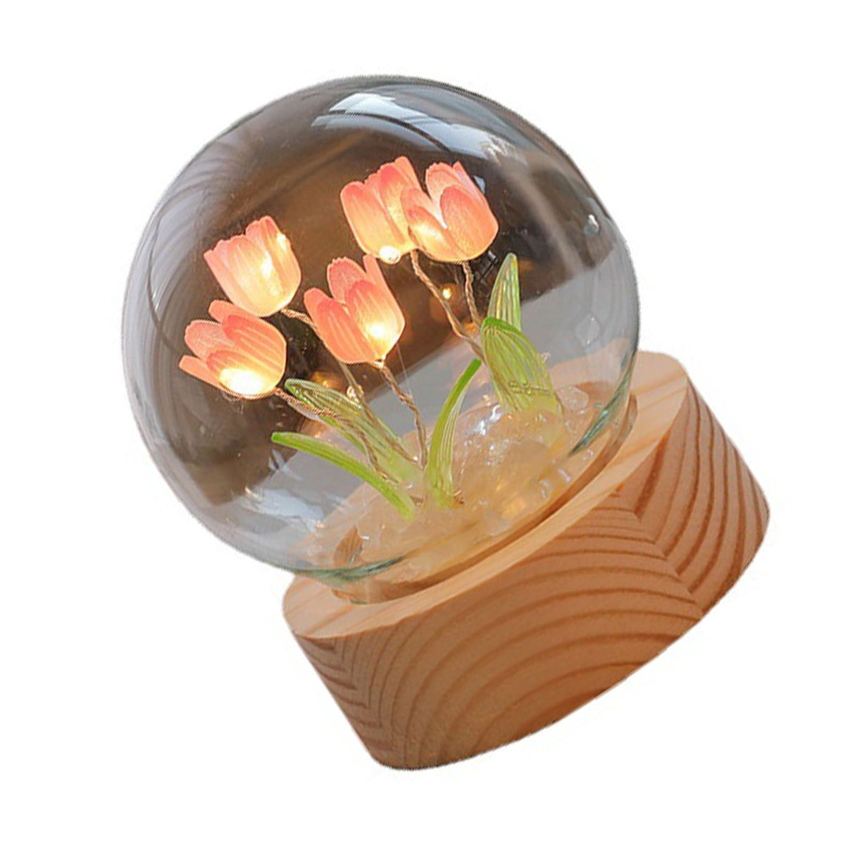 Flower Night Light Tulip Night Lamp Home Decoration Night Light Bedside Light for Office Bedroom Pink