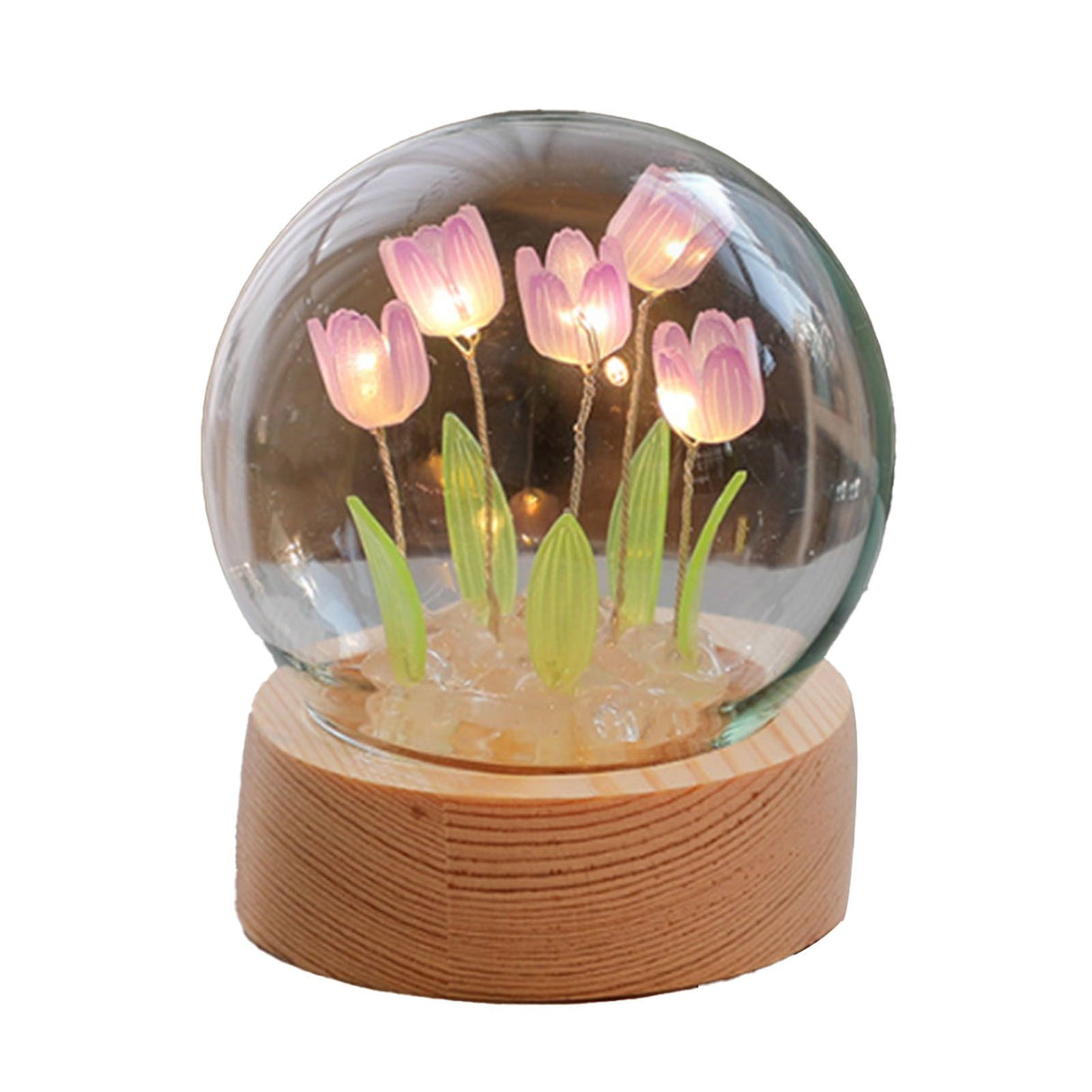 Flower Night Light Tulip Night Lamp Home Decoration Night Light Bedside Light for Office Bedroom Purple