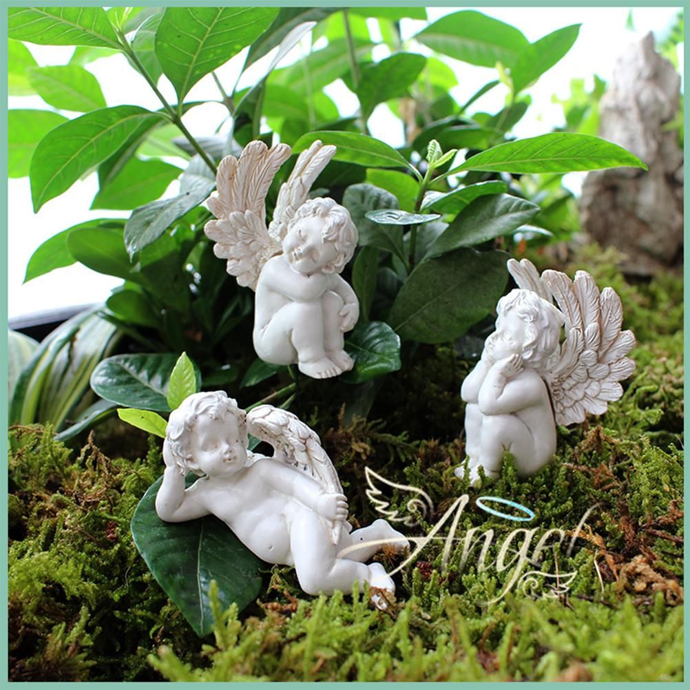 Angel Stakes Figurine Miniature Resin Sculpture Garden Statue for Potted Plants Mini Landscape