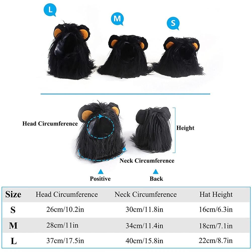 Pet Wig for Dog Cat Hair Headgear Cosplay Costume for Christmas Halloween Party