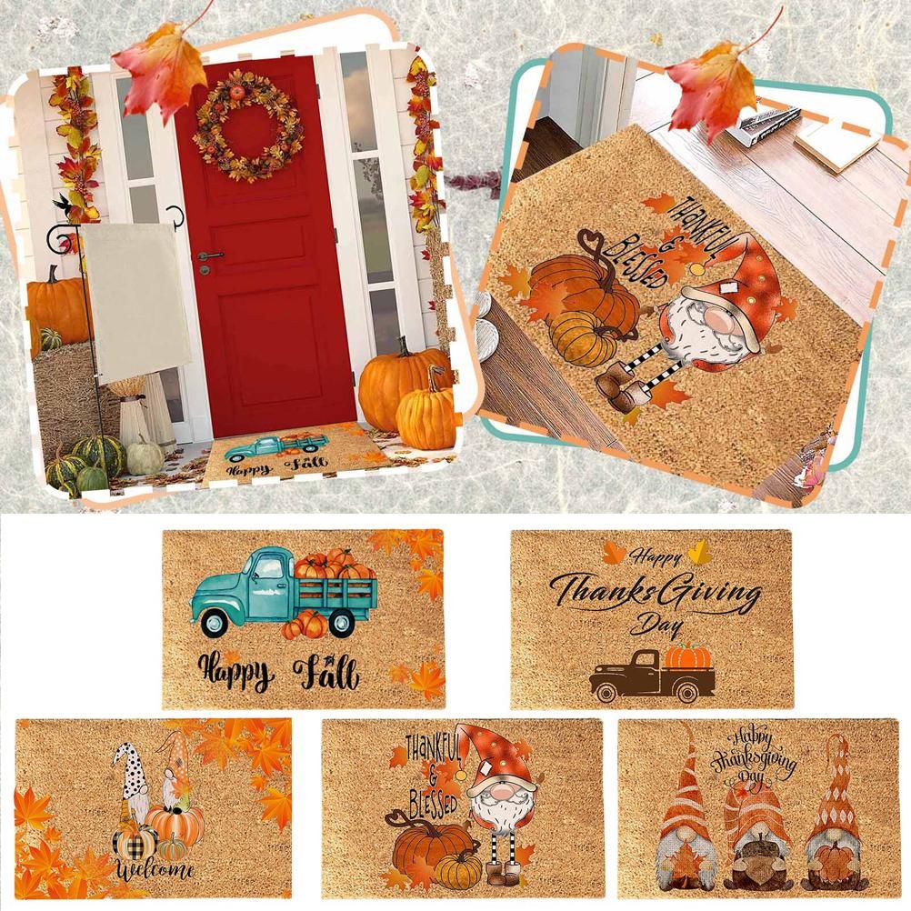 Funny Thanksgiving Doormat Anti Slip Door Mat Autumn Entryway Rug for Front Door Kitchen Bathroom Decor