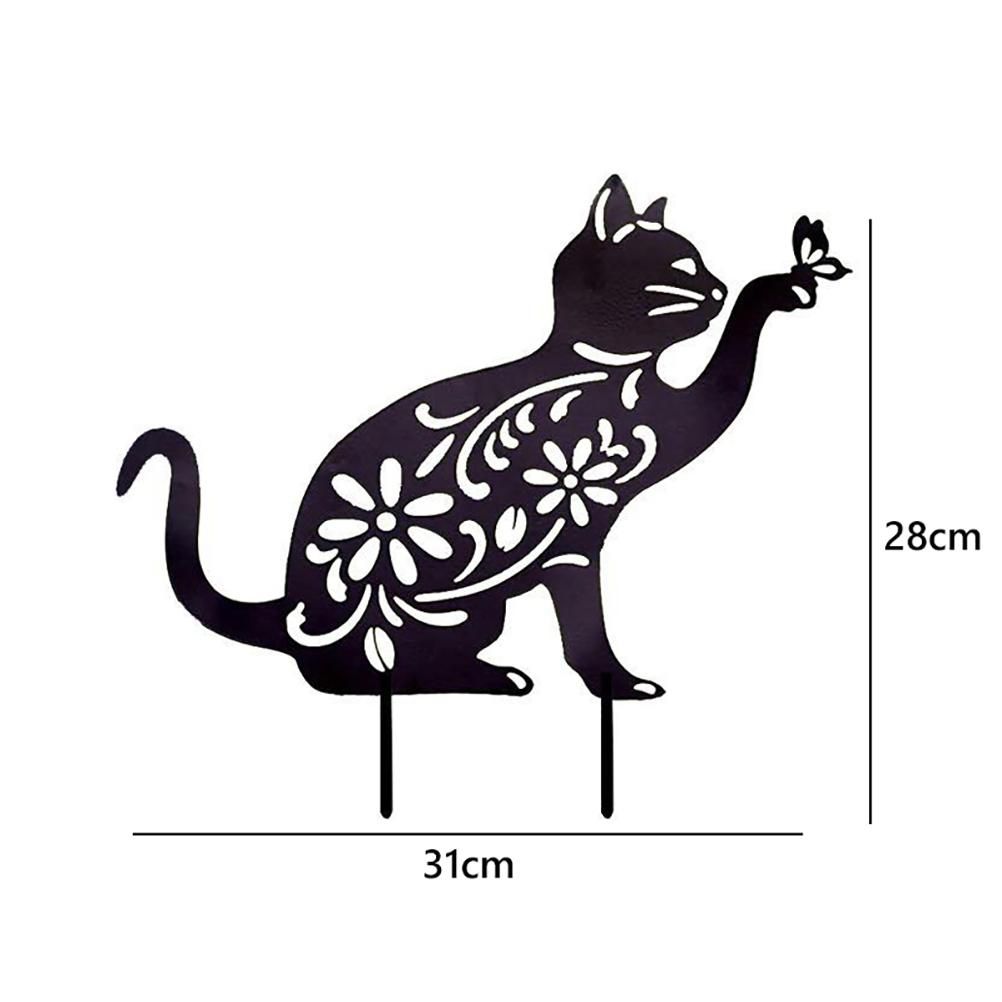 Cat Decorative Garden Stake Iron Hollow Exquisite Cat Garden Decor