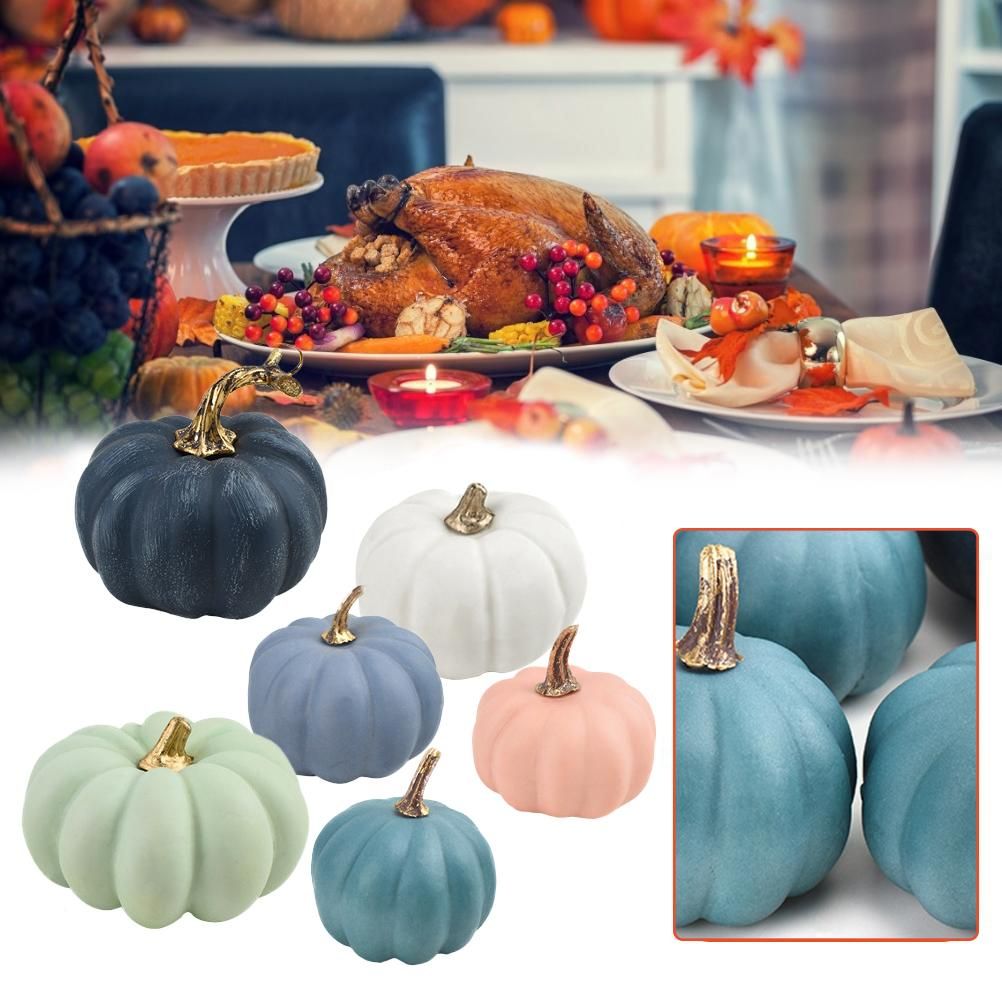 16Pcs Artificial Autumn Pumpkins Fake Foam Pumpkins for Halloween Thanksgiving Halloween Decoration