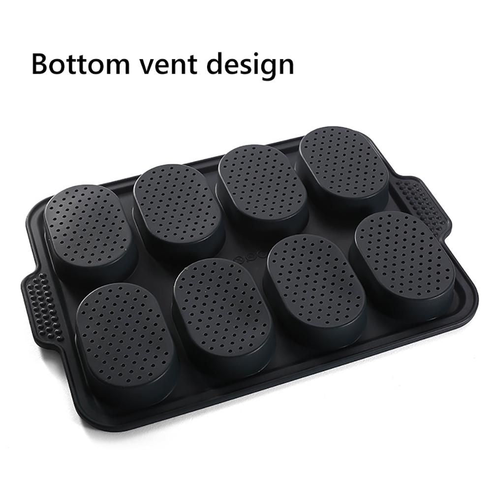 8 Grids Silicone Mold Oval Shape DIY Perforated Cake Baking Mould Kitchen Baking Tool Grey