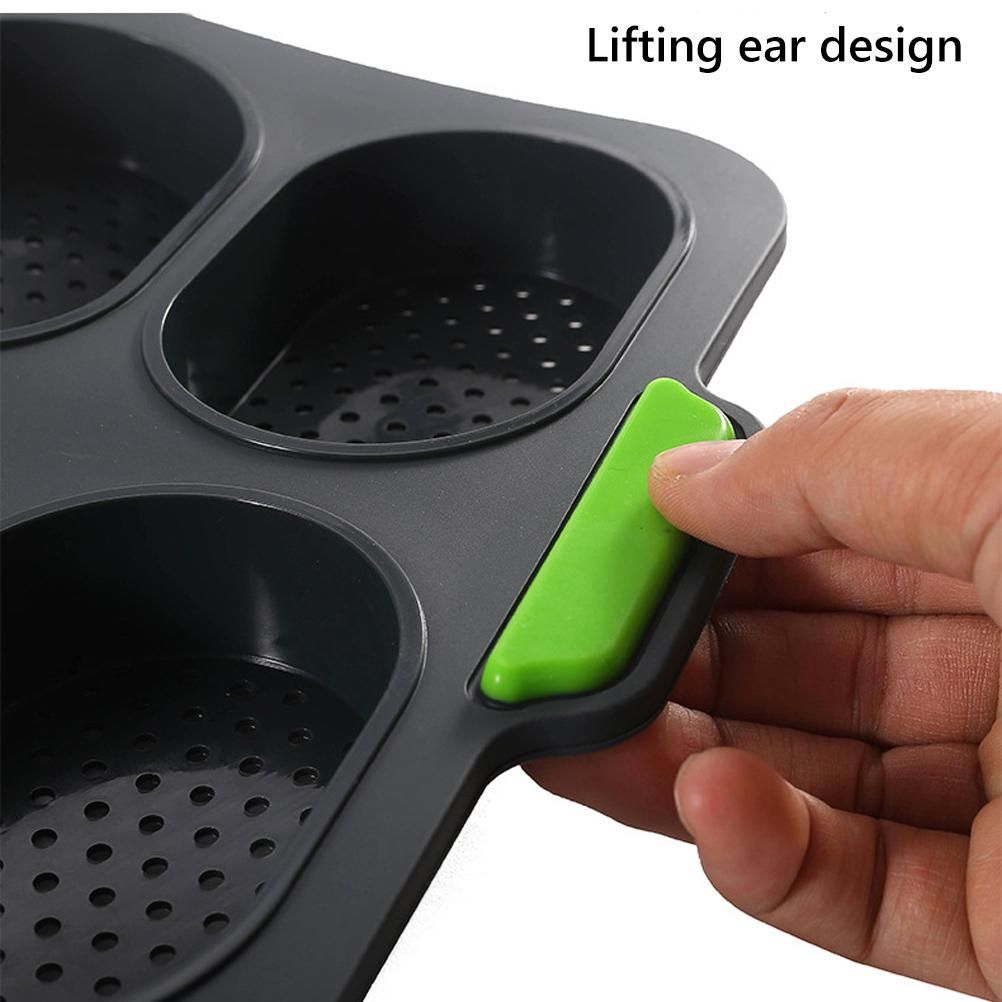 8 Grids Silicone Mold Oval Shape DIY Perforated Cake Baking Mould Kitchen Baking Tool Grey