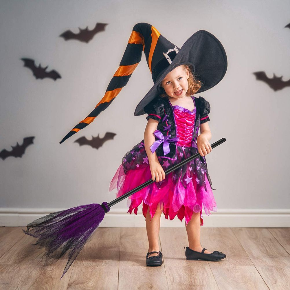 5Pcs Halloween Witch Brooms Plastic Witch Broomstick Wizard Flying Broom for Halloween Party Haunted House Decoration
