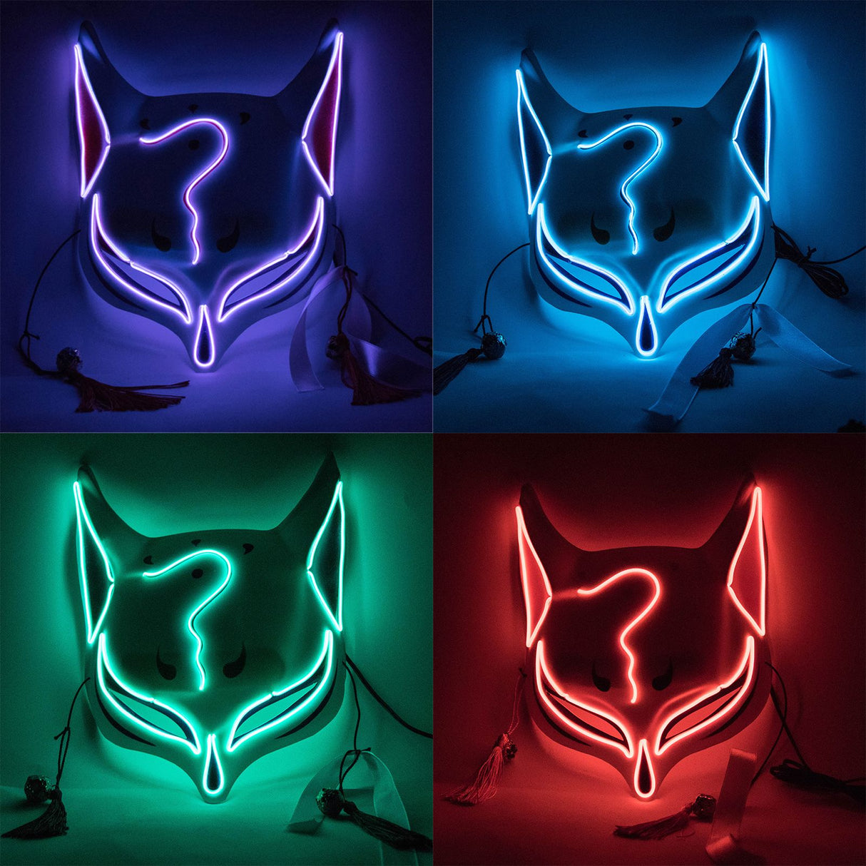 Led Fox Drift Mask Halloween Mask Light Up for Masquerade Parties Carnival