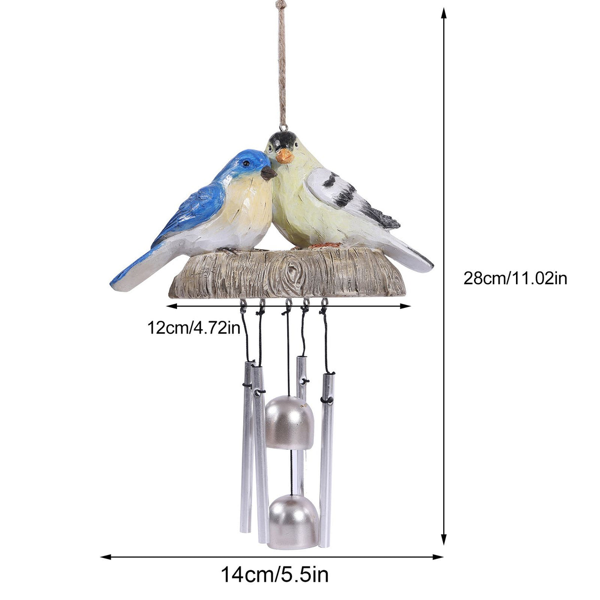 Rustic Bird Wind Chimes Outdoor Hanging Wind Chime Home Patio Decoration