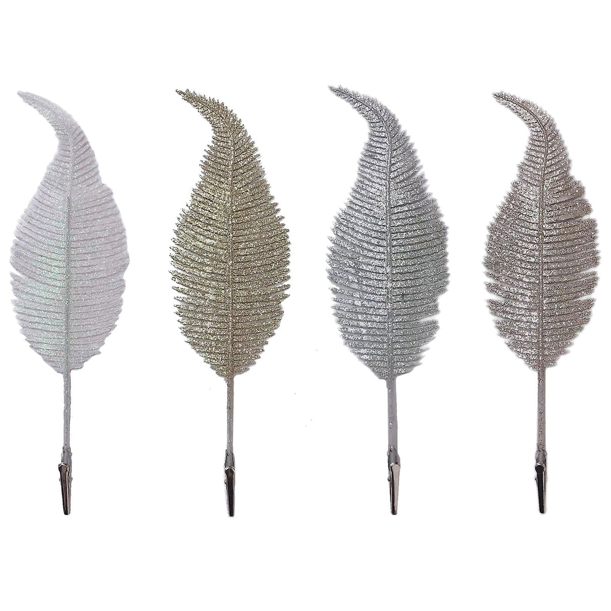 Christmas Tree Leaves Ornament Glittery Leaf with Clip Tree Hanging Baubles Decor for Christmas Home Party Decoration
