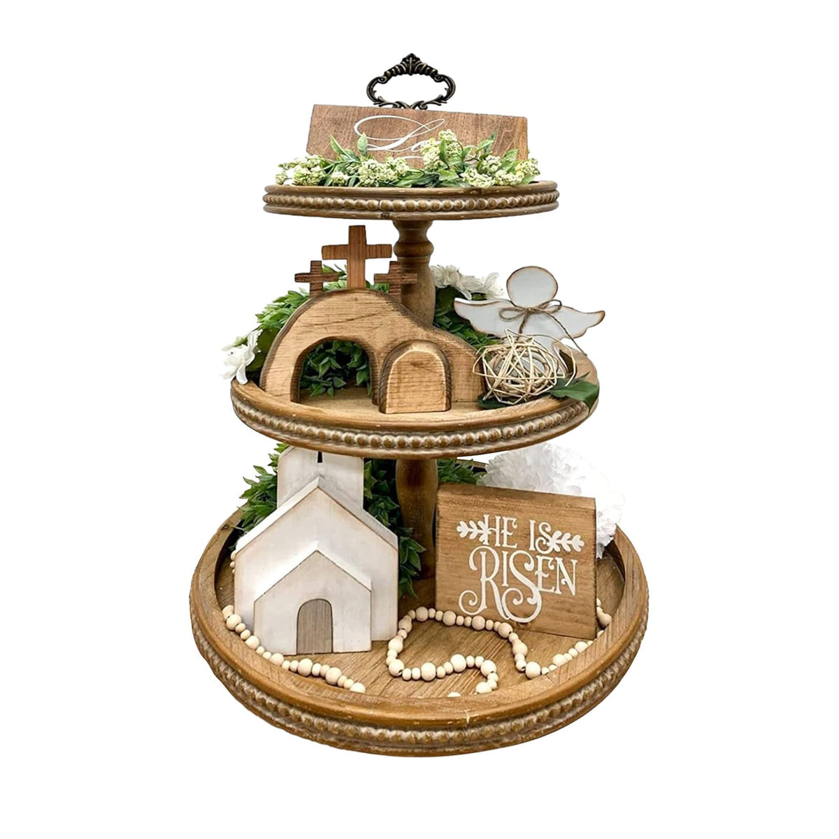 Easter Wooden Angel House Laminated Tray Decoration