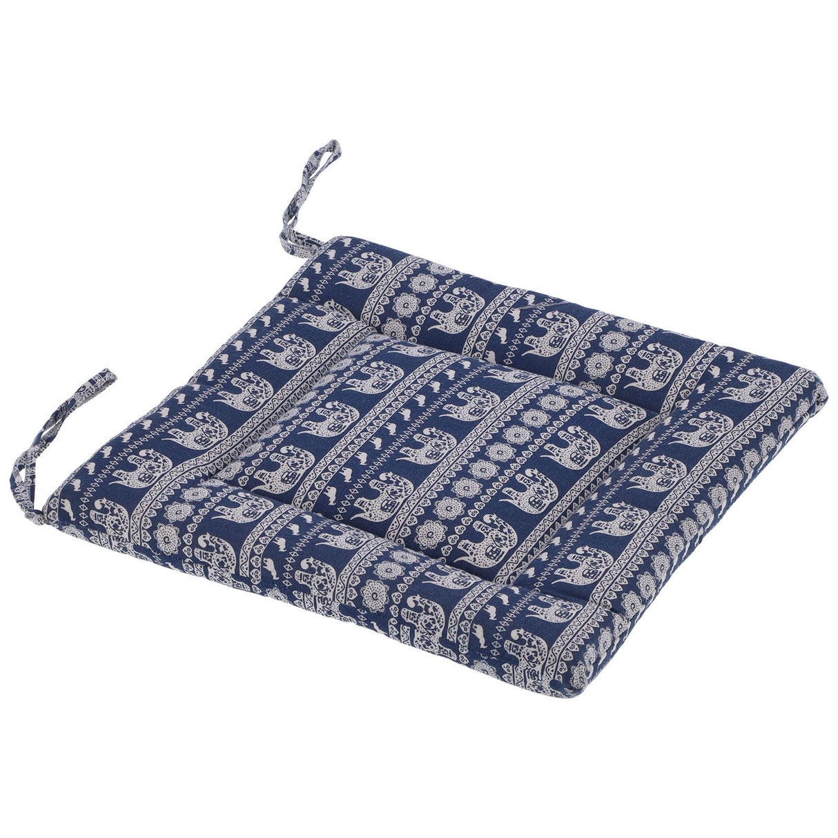 Chair Cushion Simple Pure Cotton Linen Thick NonSlip Soft Seat Cushion for Floor(Blue Elephant )