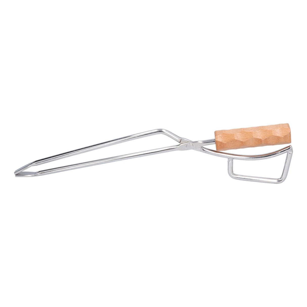 Log Tongs Beech Wood Handle Stainless Steel Clamp High Temperature Resistance Fire Tong for Outdoor Camping Picnic