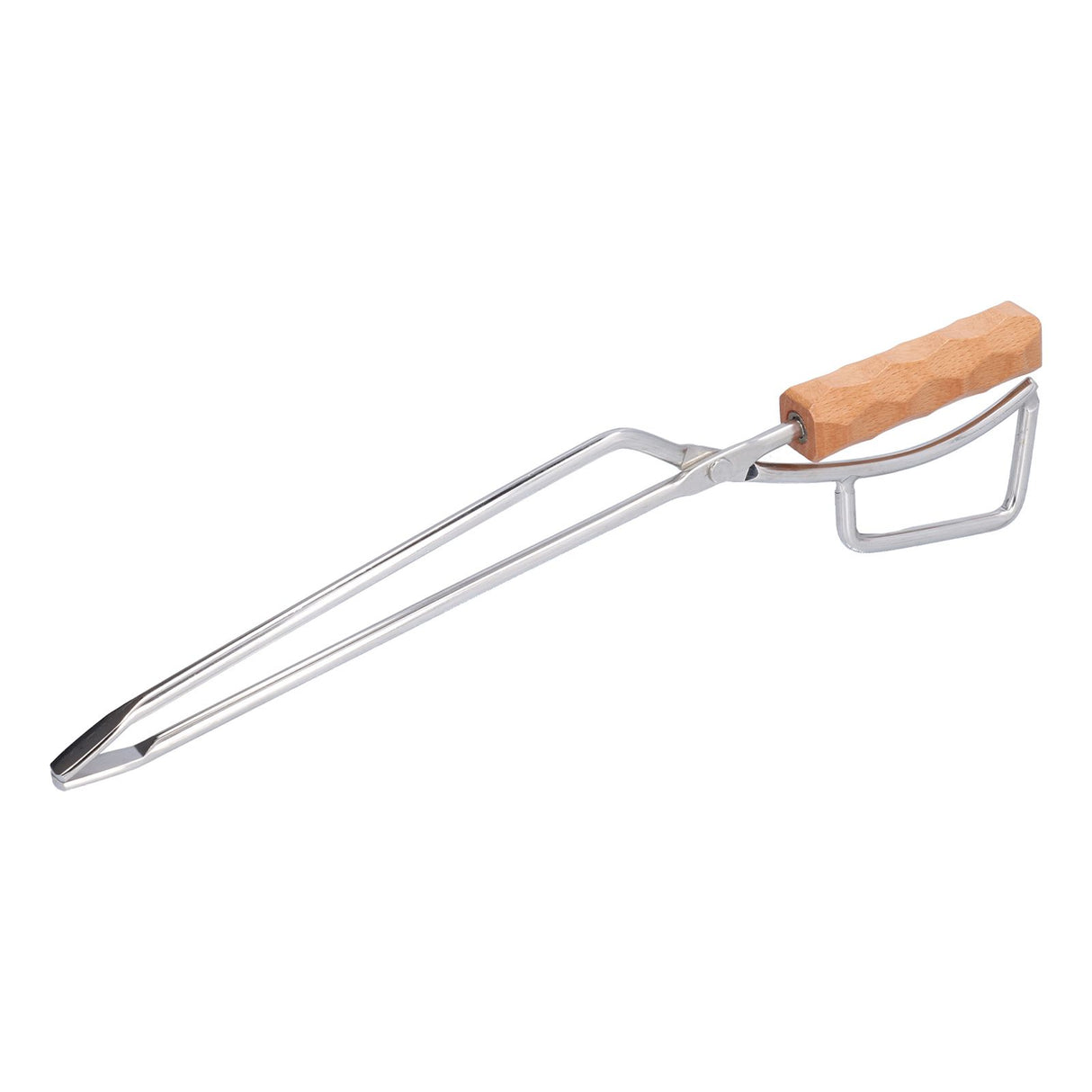 Log Tongs Beech Wood Handle Stainless Steel Clamp High Temperature Resistance Fire Tong for Outdoor Camping Picnic