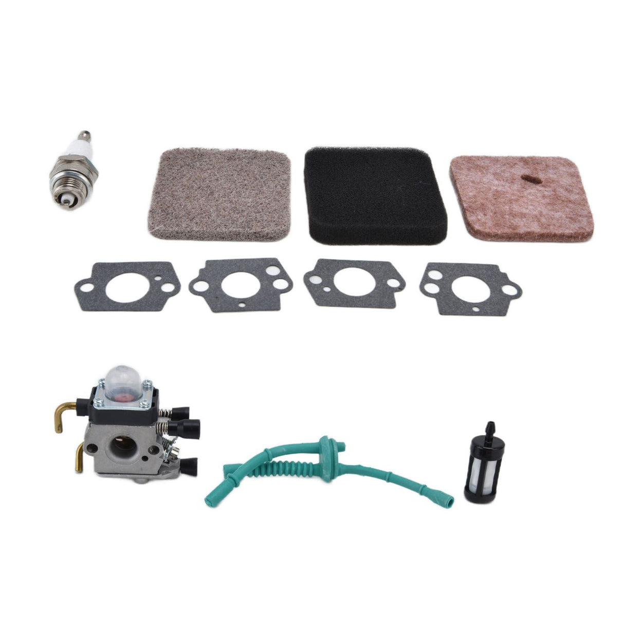 Carburetor Air Filter Fuel Filter Sparking Plug Fuel Pipe Kit for STIHL FS38 FS45 FS46 FS55 KM55 FS85