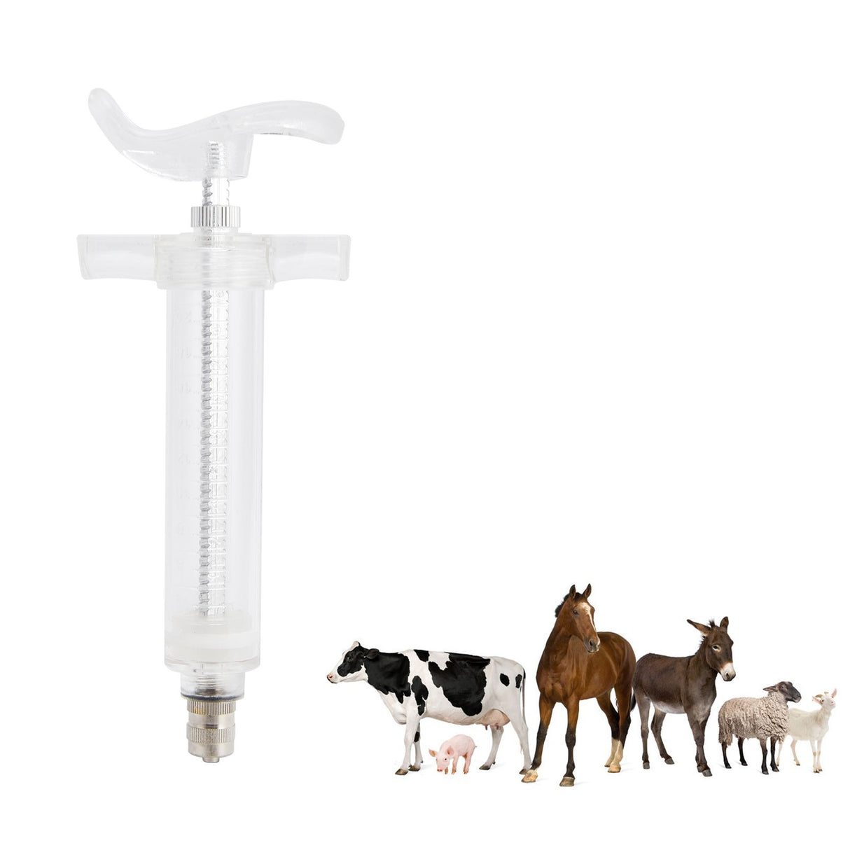 Veterinary Use Syringe Plastic Steel Adjustable Manual Feeding Injector for Livestock Farm20ml 14.5cm / 5.7in