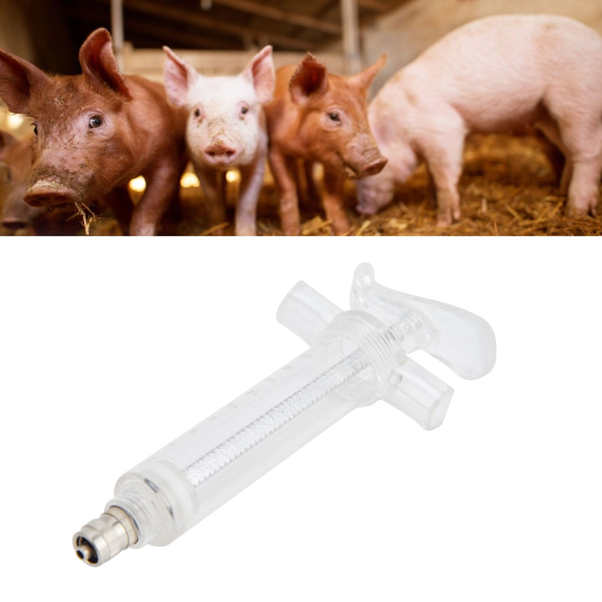 Veterinary Use Syringe Plastic Steel Adjustable Manual Feeding Injector for Livestock Farm20ml 14.5cm / 5.7in