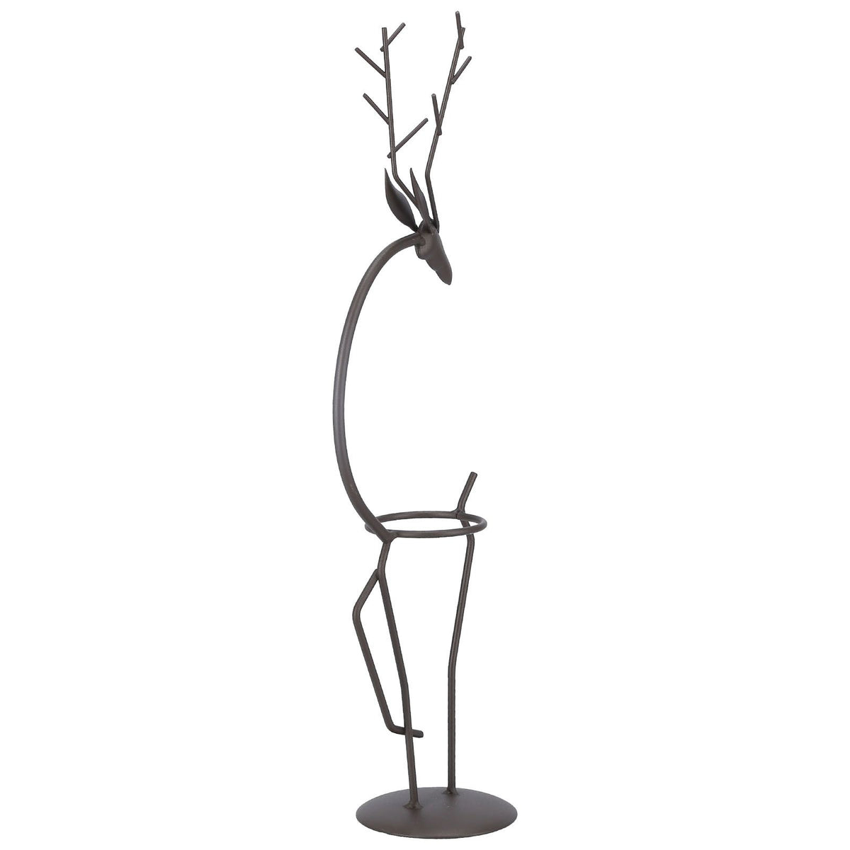 Deer Shape Wrought Iron Plant Stand Transparent Glass Hydroponic Plant Vase for Living RoomType A