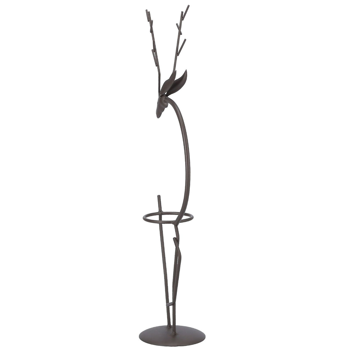 Deer Shape Wrought Iron Plant Stand Transparent Glass Hydroponic Plant Vase for Living RoomType A