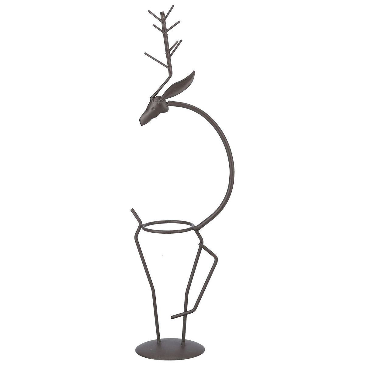 Deer Shape Wrought Iron Plant Stand Transparent Glass Hydroponic Plant Vase for Living RoomType A
