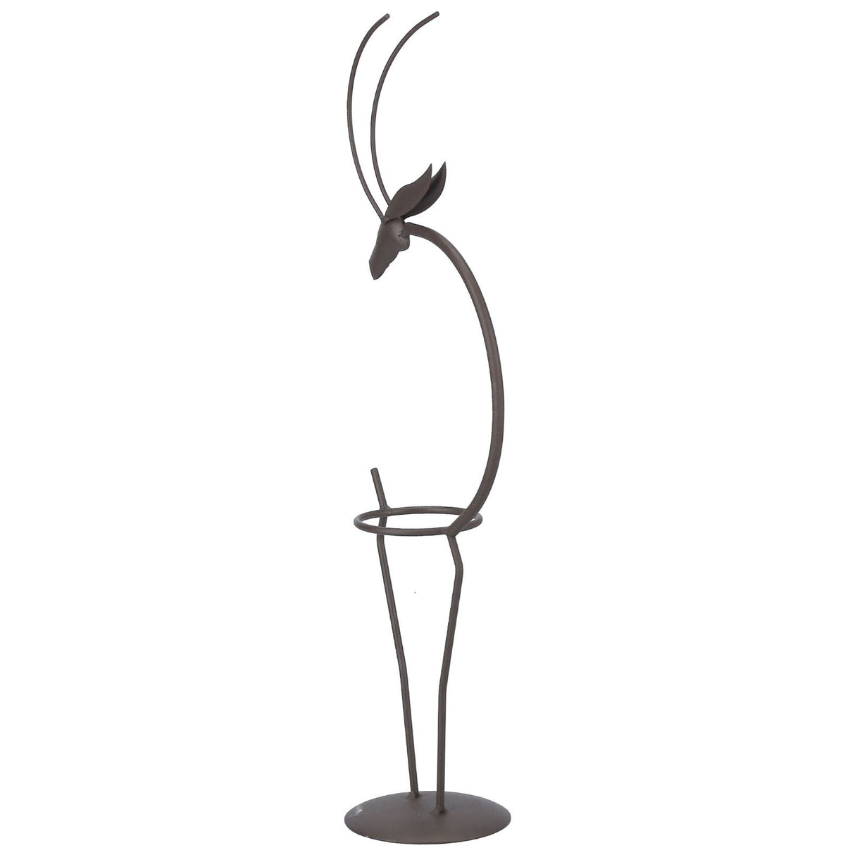 Deer Shape Wrought Iron Plant Stand Transparent Glass Hydroponic Plant Vase for Living RoomType B