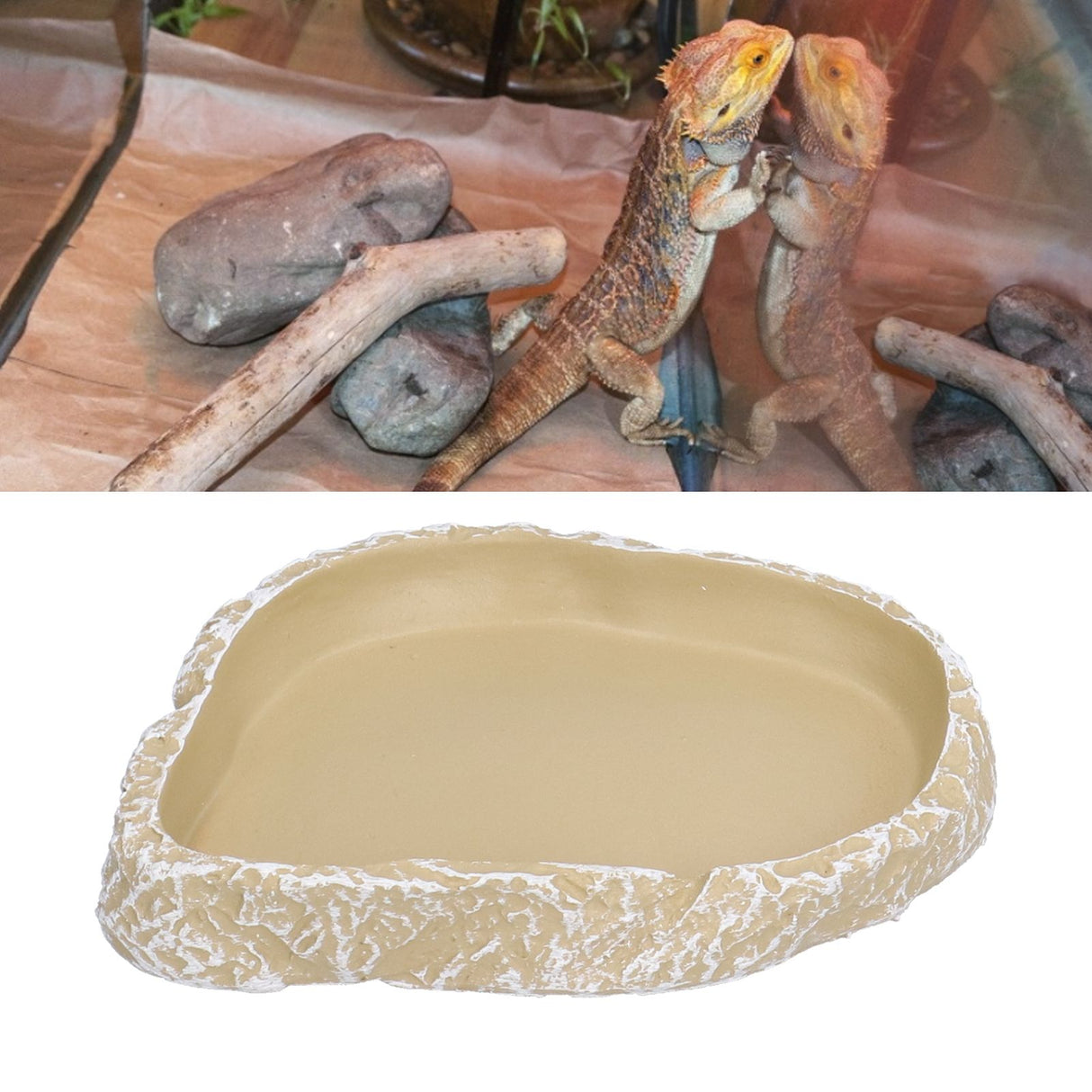 Reptile Food Water Bowl Resin Pets Feeding Plate Dish for Aquarium Tortoises Turtles Lizards Yellow