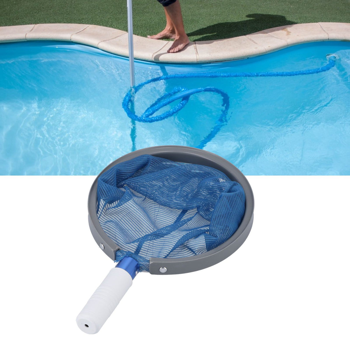 Leaf Cleaning Net Rugged Handle Durable Small Size Light Weight Cleaning Tool for Swimming Pool