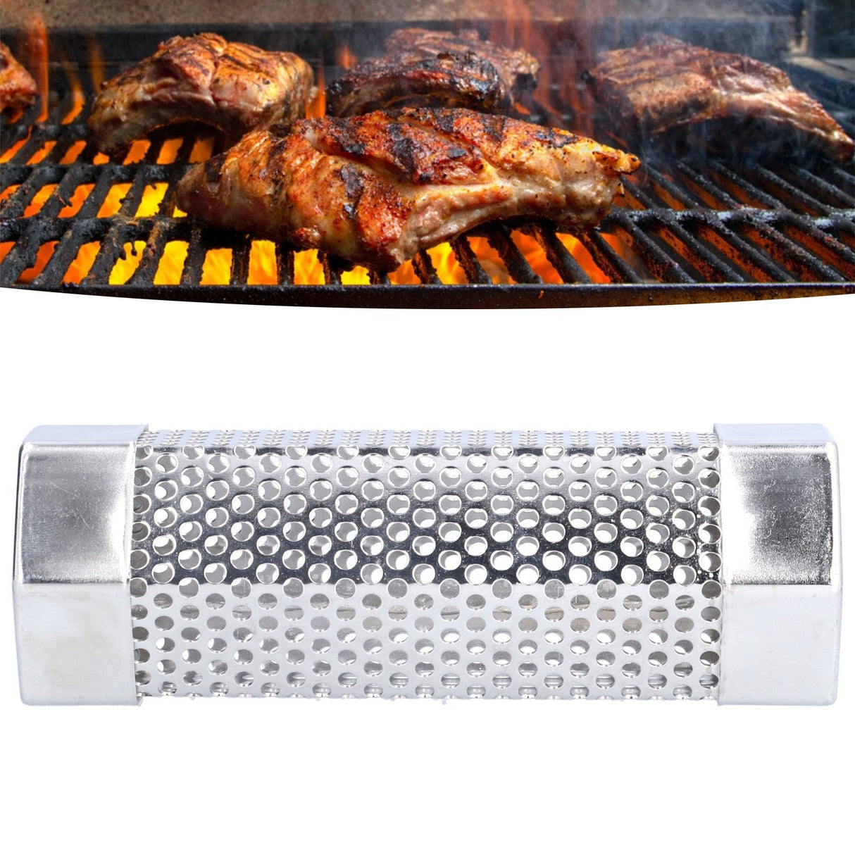 Smoker Tube 304 Stainless Steel Portable Hex Stable Barbecue Smoke Generator Pipe for Cold Hot Smoking Grilled Foods15.4x5cm(6 Inches)