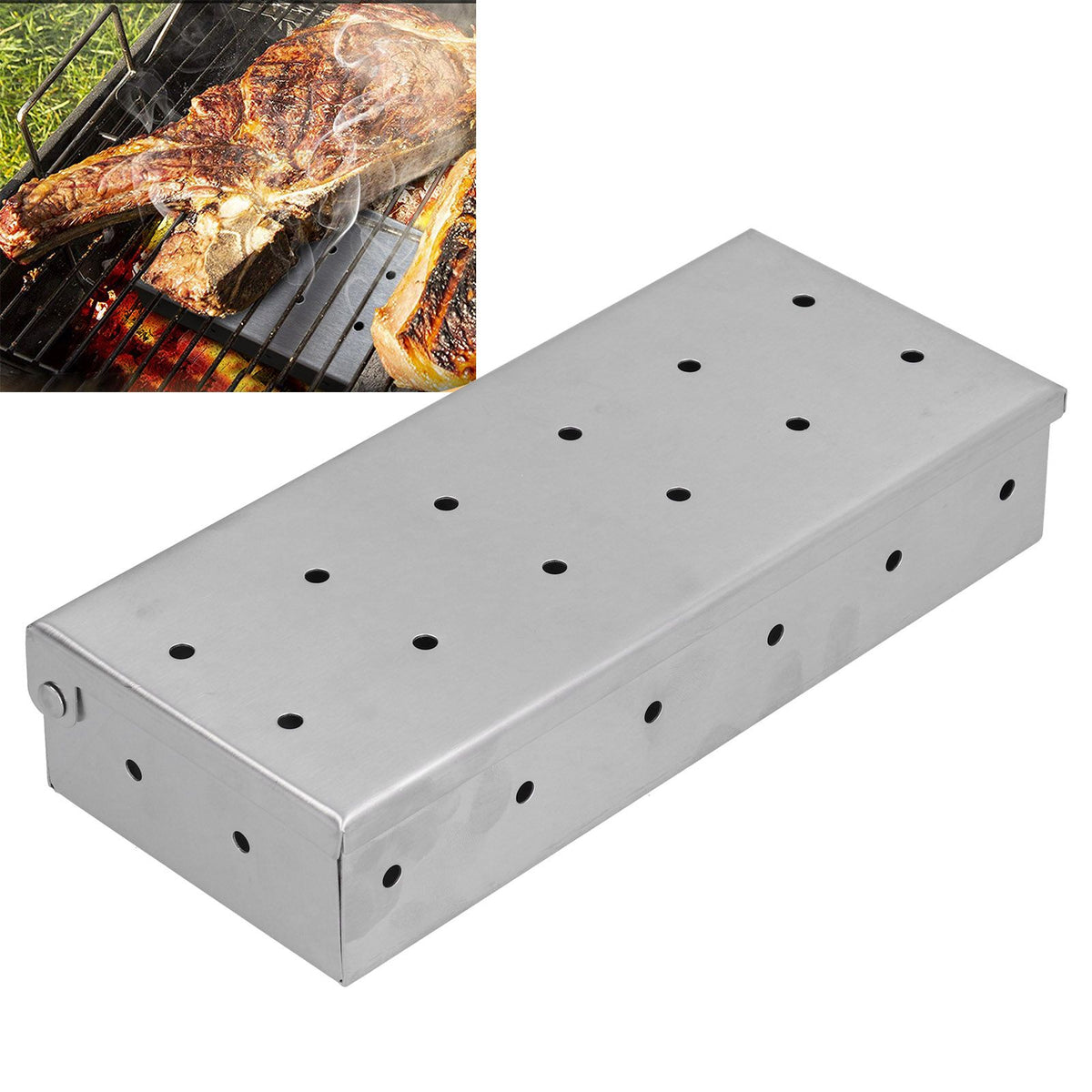 Smoker Box Vent Design High Compatibility Easily Use Durable BBQ Gadgets for Charcoal Gas Grill
