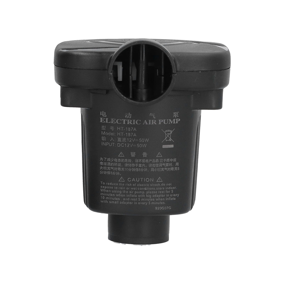 Air Pump DC12V Power 50W 2 Functional Nozzles Light Weight Inflator Pump for Rubber Boat