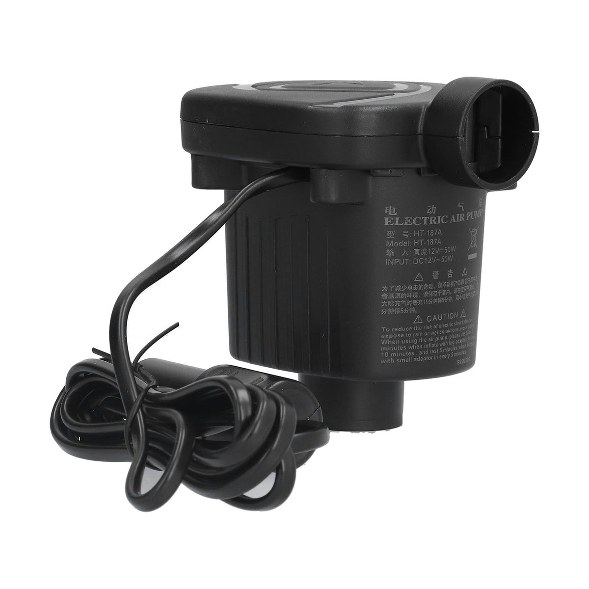 Air Pump DC12V Power 50W 2 Functional Nozzles Light Weight Inflator Pump for Rubber Boat