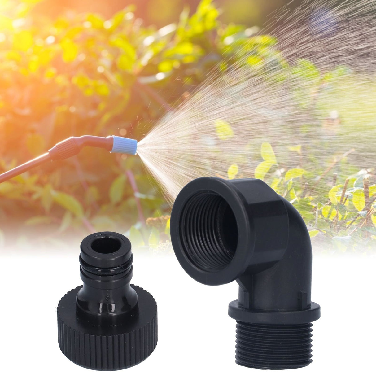 2Set Elbow Connector Durable Adaptable Hose Adapter with Nipple Connector for Garden Outdoor(G3/4 Directional Elbow Female and Male Thread Nipple )