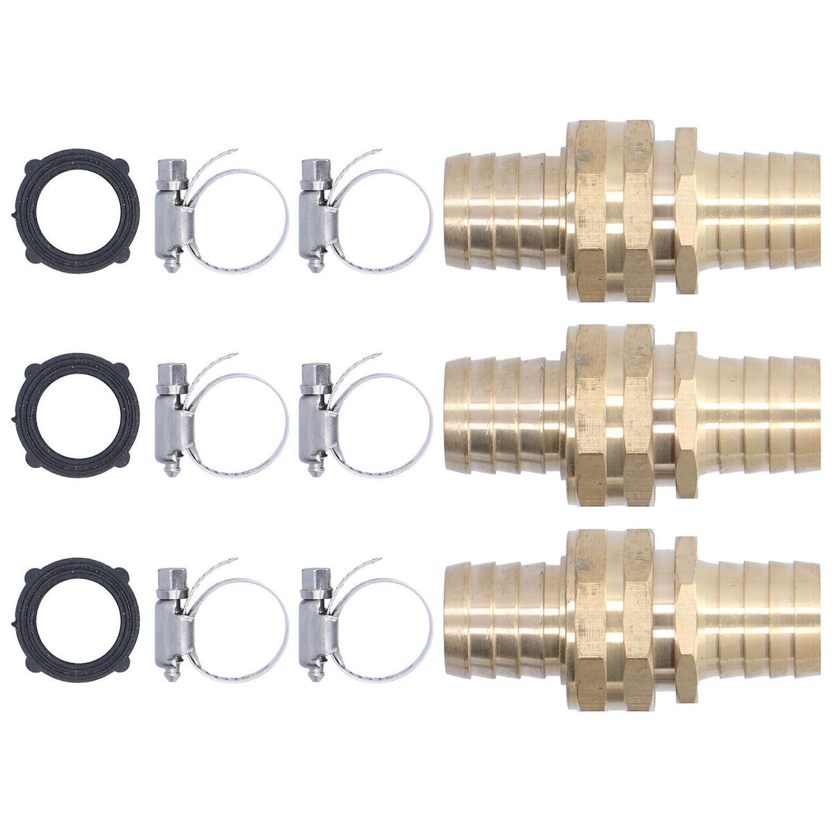 3 Set 3/4in Female Male Thread Garden Hose Repair Connector for 3/4in Or 5/8in Garden Hose Fitting